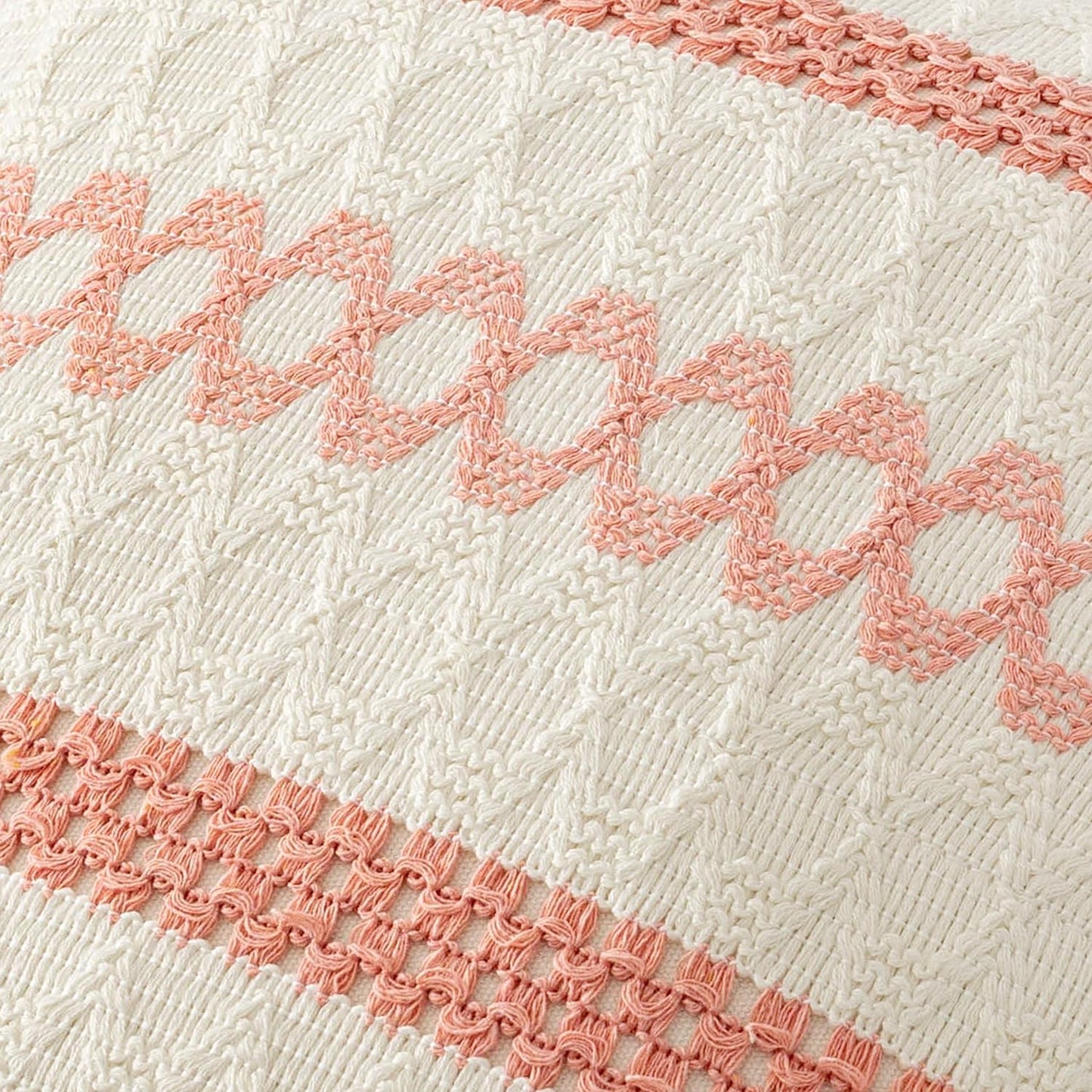 MIULEE Set of 2 Coral Red Boho Decorative Pillow Covers 18x18 Inch Farmhouse Rustic Couch Throw Pillows Modern Summer Cotton Cushion Covers Retro Cute Macrame Woven Home Decor for Bed Sofa Chair