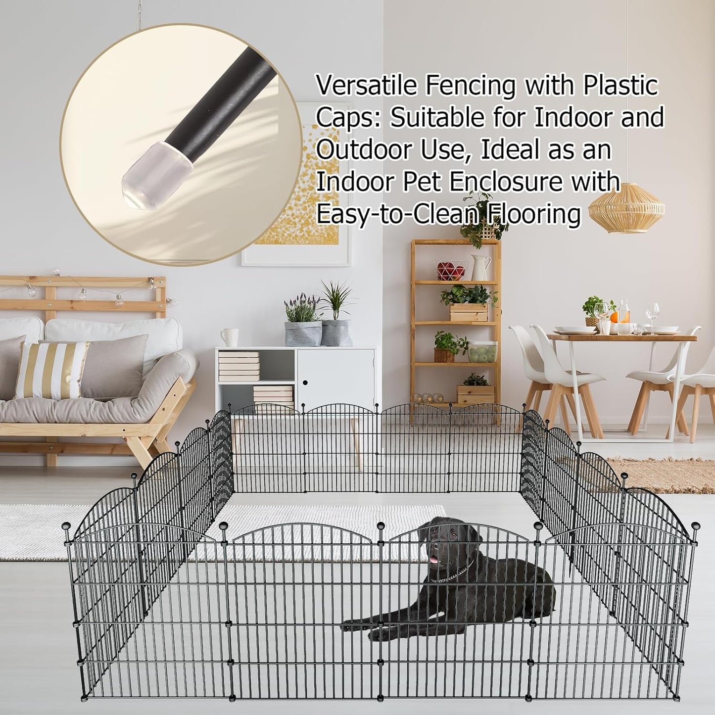 10 Panels Garden Fence Dog Fence Outdoor for Yard, 32in H x 23.6ft L Rustproof Metal Fencing with Ground Stakes | No Dig Animal Proof Containment for Pets/Rabbits | Durable Patio Security Panels