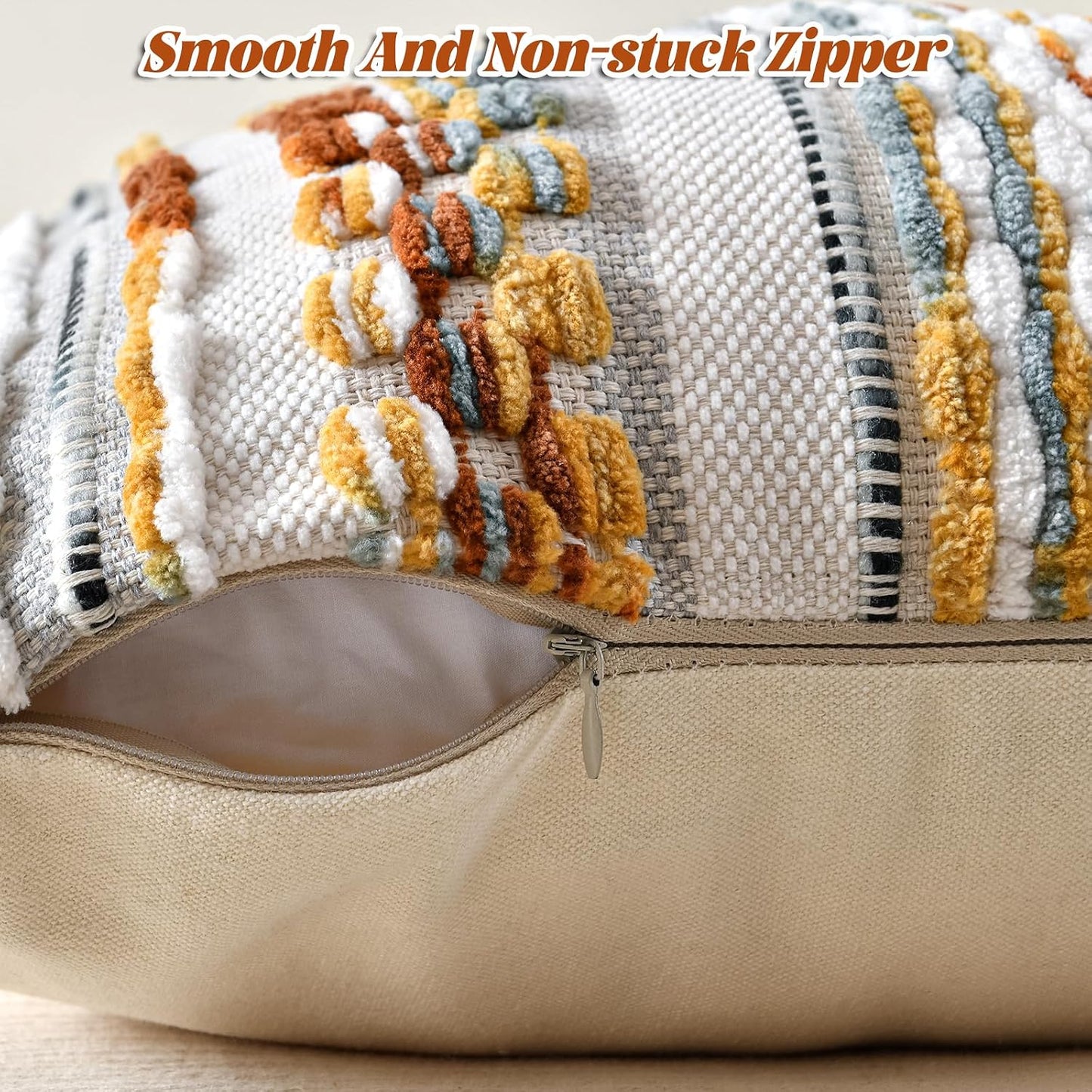 AmHoo Chenille Striped Textured Boho Throw Pillow Covers Aesthetic with Tassels Woven Decorative Pillow Case for Couch Bed Sofa Bedroom Modern Funky 18 x 18-Inch Brown