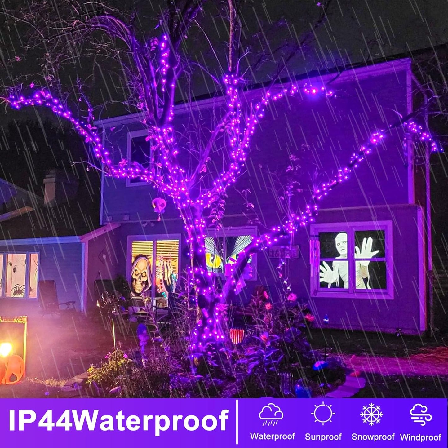 250 LED Purple Halloween Lights, 82 FT Christmas Lights Indoor Outdoor 8 Modes Plug in Waterproof Purple String Lights for Tree Christmas Halloween Thanksgiving Decorations
