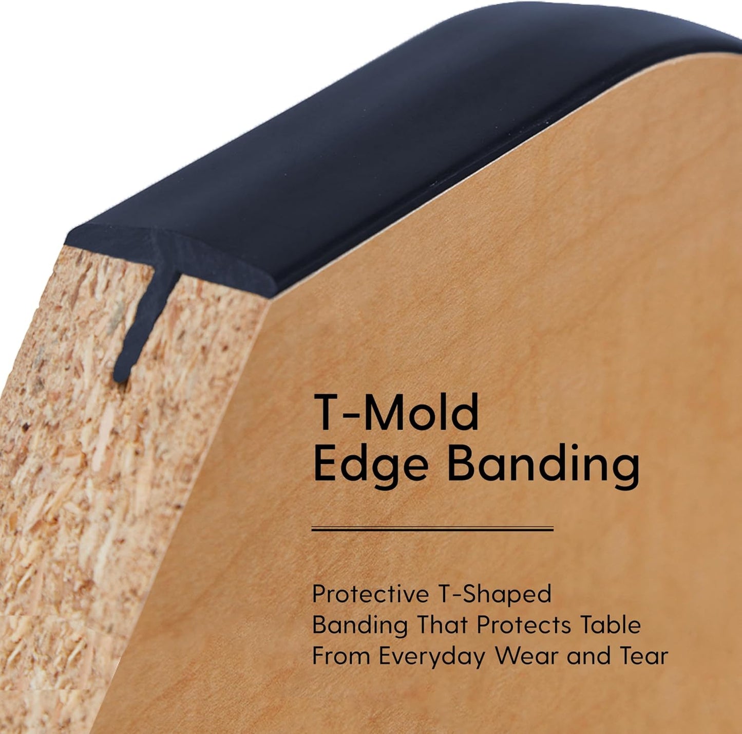 FDP Rectangle Activity School and Classroom Kids Table (30 x 48 inch), Chunky Toddler Legs, Adjustable Height 15-24 inches - Maple Top and Navy Edge