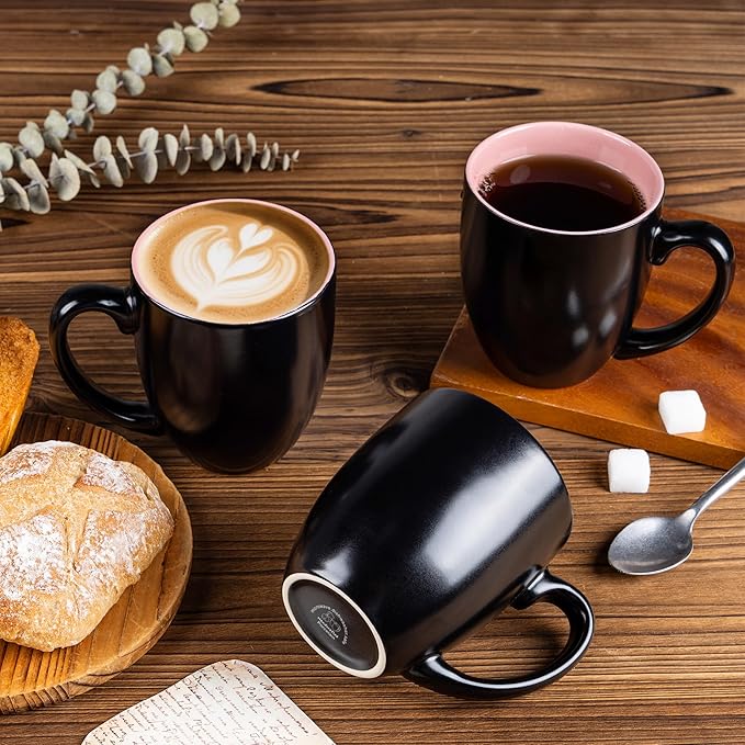 GBHOME 16oz Coffee Mugs Set of 6, Large Ceramic Coffee Mugs for Man, Woman, Dad, Mom, Modern Coffee Mugs Set with handle for Tea/Latte/Cappuccino/Milk/Cocoa. Dishwasher&Microwave Safe,Pink