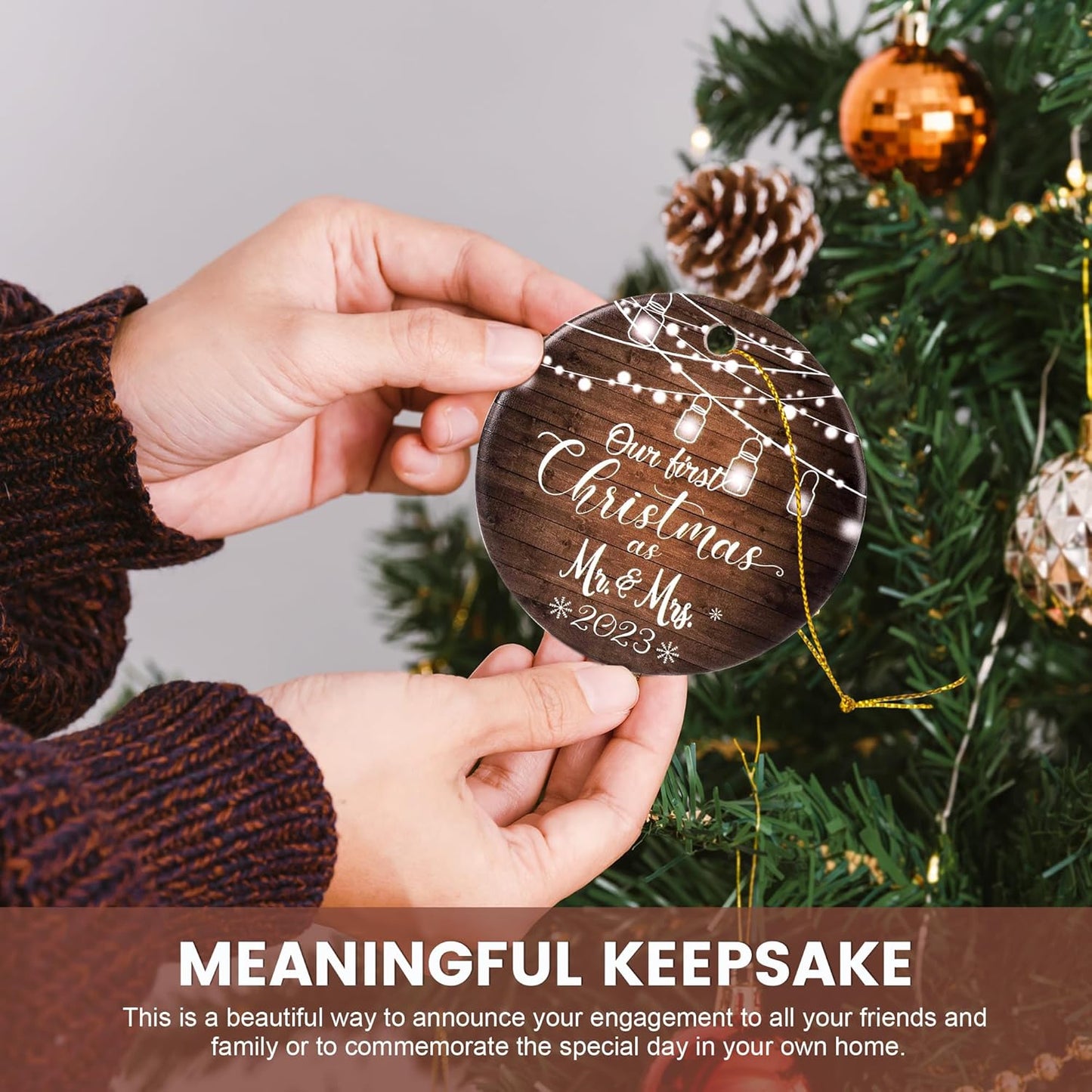 First Christmas Married Ornament 2023 Mr and Mrs Gifts, Wedding Gifts for Couples Unique 2023, Bridal Shower Gift Just Married Ornaments Newlywed Keepsake Gift