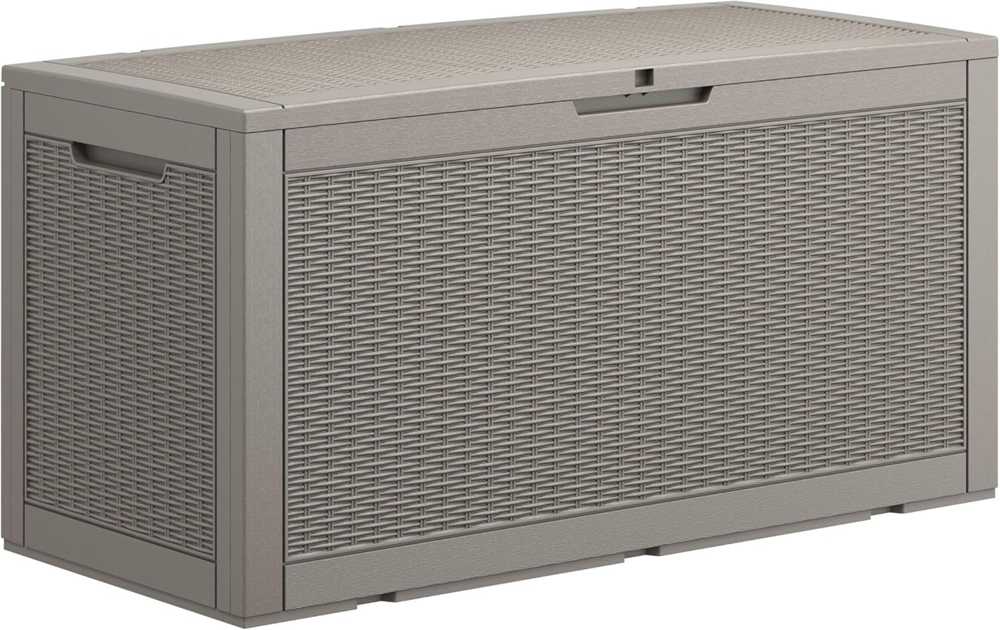 100 Gallon Deck Box Lockable Rattan Outdoor Storage Box waterproof Outdoor Container for Patio Furniture Cushions, Pillow