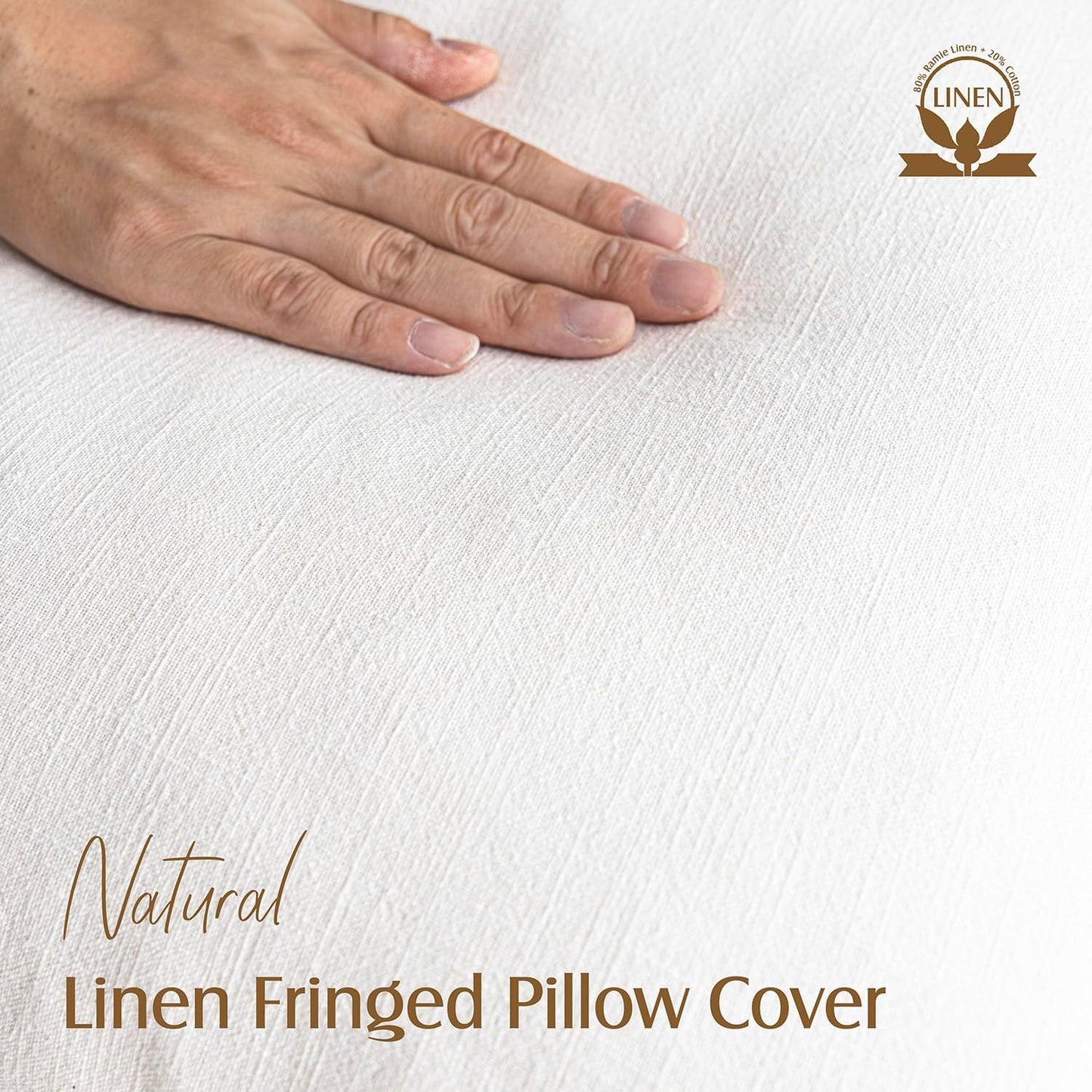 Foindtower Set of 2 Decorative Linen Fringe Throw Pillow Covers Cozy Boho Farmhouse Cushion Cover with Tassels Soft Accent Pillowcase for Couch Sofa Bed Living Room Home Decor,26×26 Inch,White