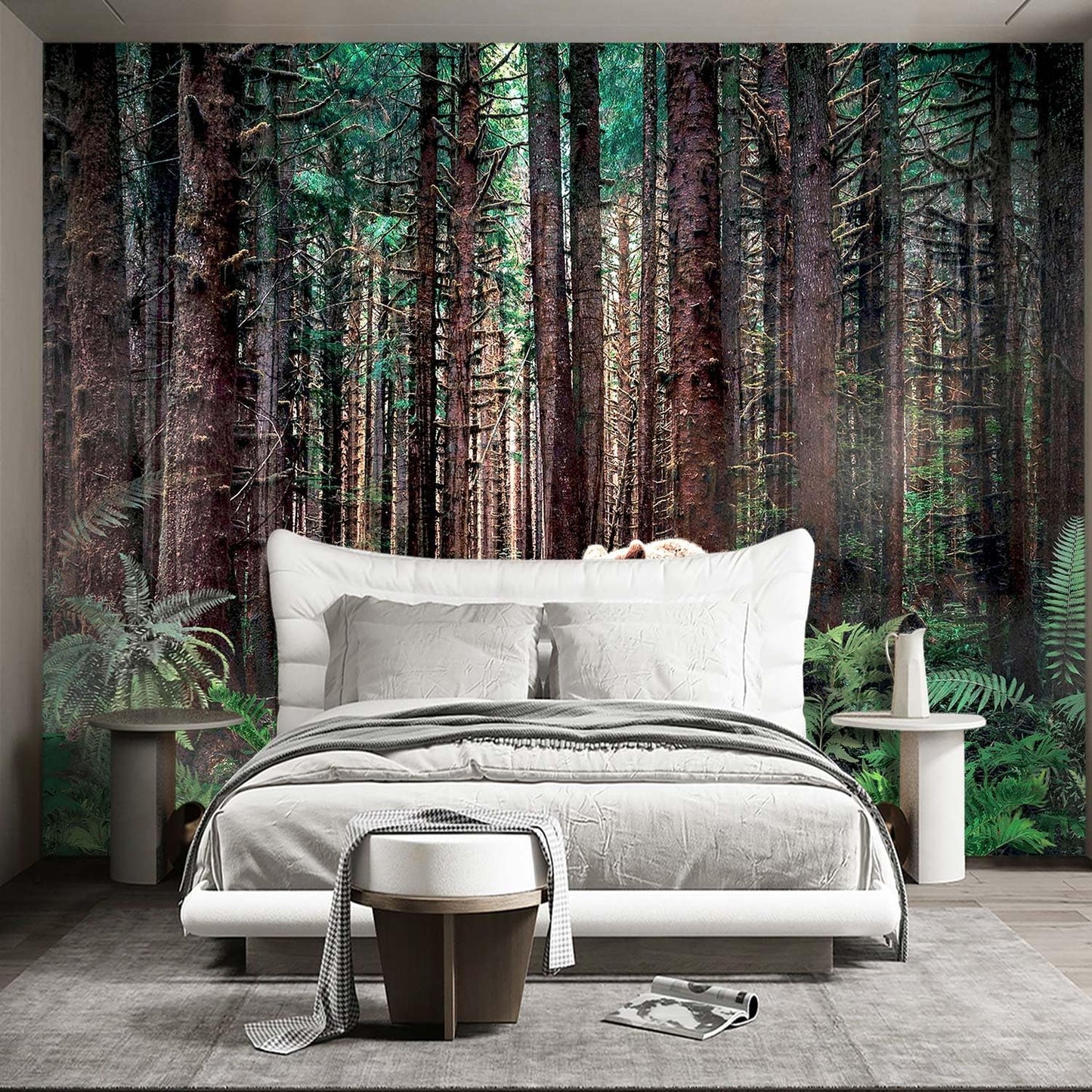 Forest Animals Bear wallpeper Kids Bedroom Woods Wall Mural - 137"x96"（Not Peel and Stick）