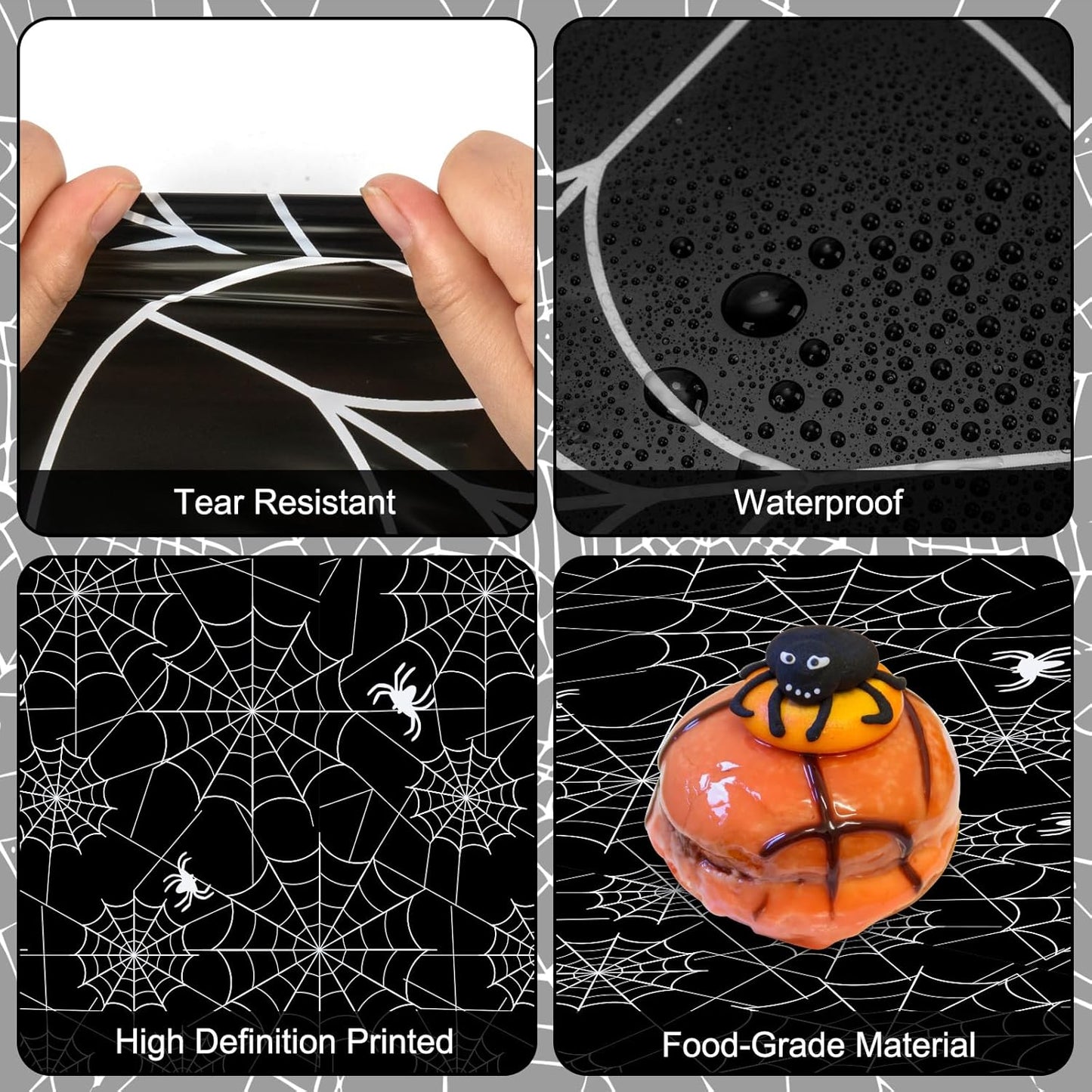 2 Pcs Halloween Tablecloth - Plastic Halloweens Spider Webs Table Cloth, Black Disposable Rectangle Spiderweb Table Cover for Halloween Party Decorations Supplies Favors Tables Decor, 108 x 54 Inch