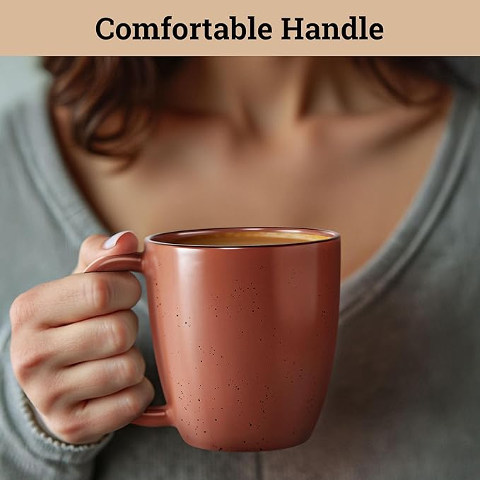 Ceramic Coffee Mugs Set of 4 - 16 oz Coffee Mug Set of 4 - Thick Durable Ceramic Mugs with Comfortable Handles - Dishwasher & Microwave Safe - Mug Sets 4 Beautiful Colors - Large 16 oz Full Capacity