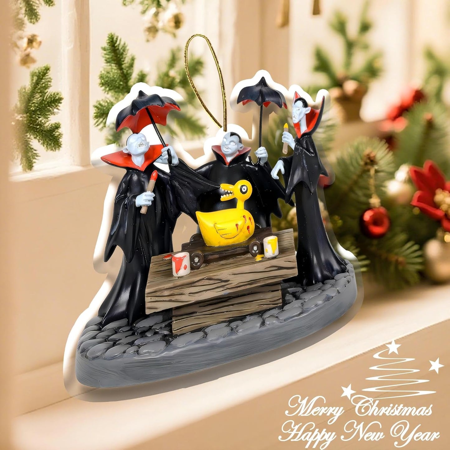 2025 Halloween Christmas Tree Decorations, 9PCS Acrylic Cute Night Before Xmas Pendants Hanging, 2D Flat Spooky Decor Indoor Home Party Gifts Ornaments, 10cm/3.93in