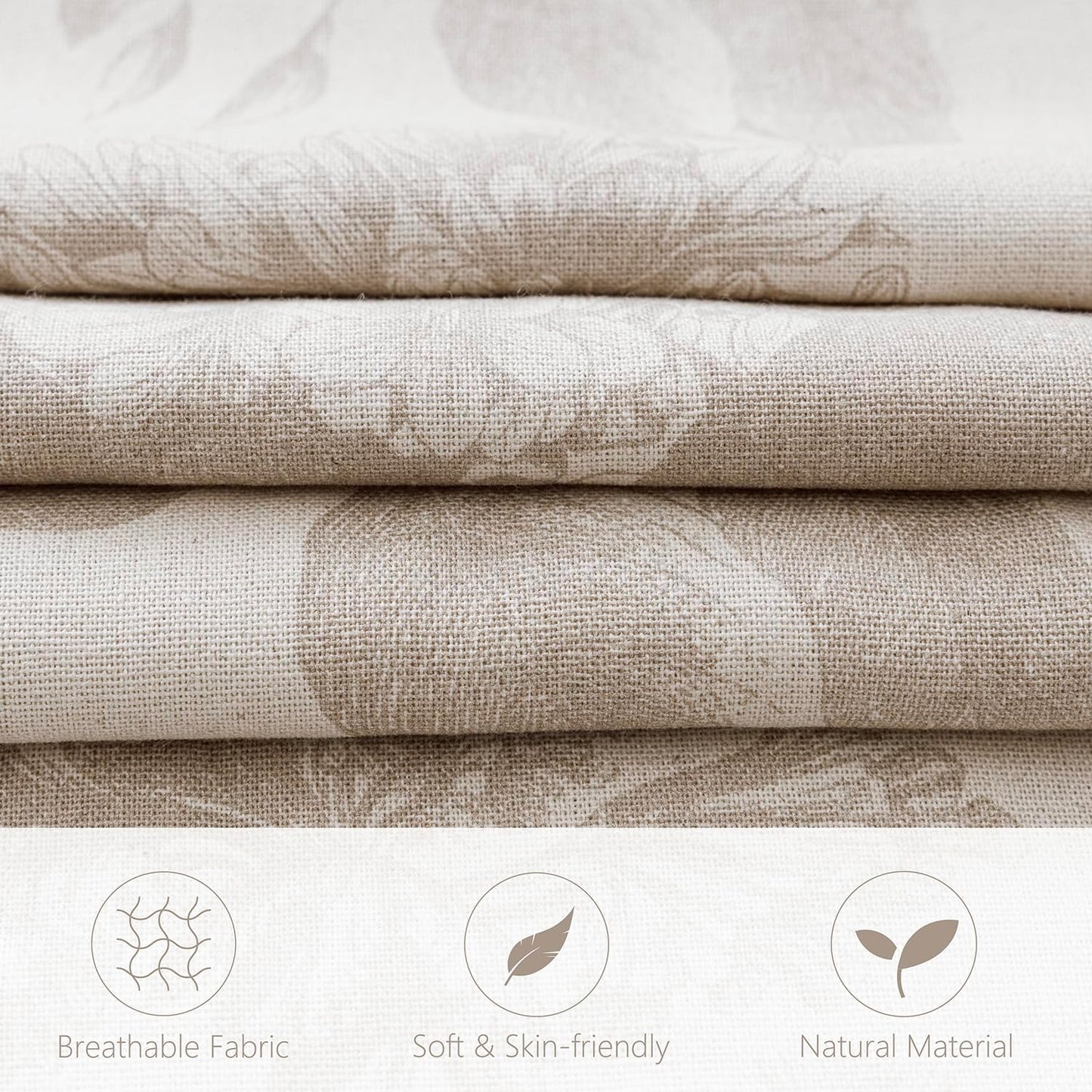 Foindtower Set of 2 Linen Floral Vintage Throw Pillow Covers Neutral Accent Print Decorative Cushion Covers Farmhouse Home Decor for Sofa Chair Couch Bedroom Living Room Outdoor,18×18 Inch,Tan Beige