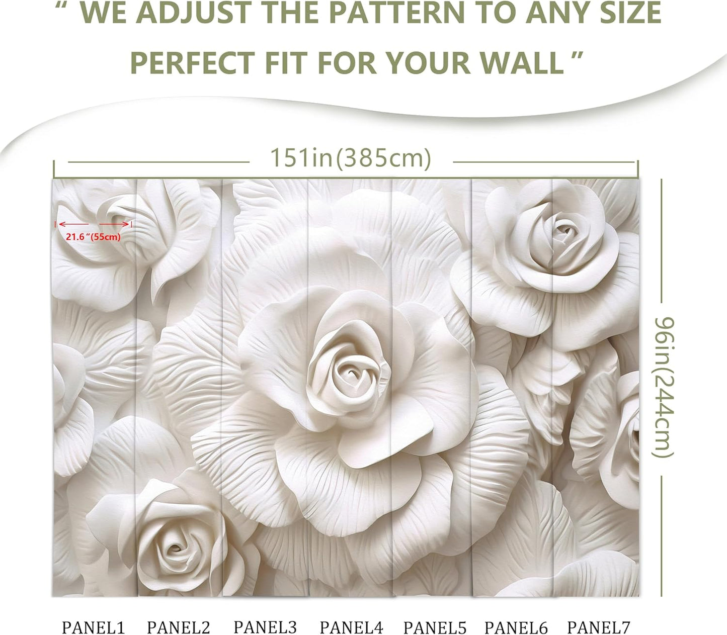 3D Relief Flower Wallpaper Mural for Living Room Bedroom (Not Peel n' Stick)