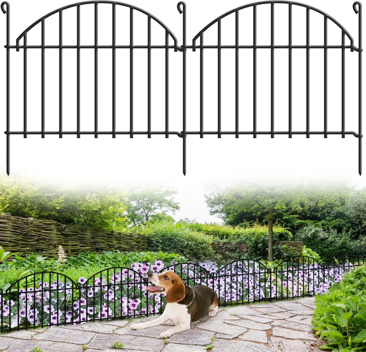 45.33ft x 20in Garden Fence, 32 Panels Animal Barrier Fences for Dogs Rabbit, Anti Digging Defense Edging Border, Rustproof Metal Arched Decorative Fencing for Outdoor Patio, Yard, Lawn