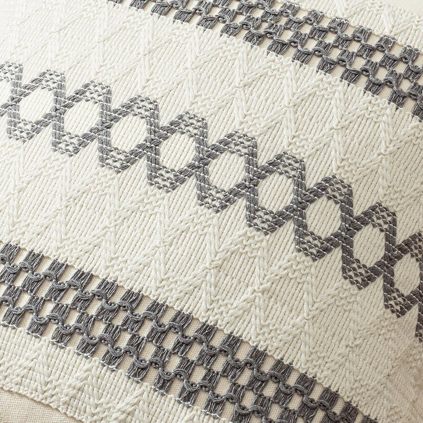 MIULEE Set of 2 Gray Boho Decorative Pillow Covers 18x18 Inch Farmhouse Rustic Couch Throw Pillows Modern Spring Cotton Cushion Covers Retro Cute Macrame Woven Home Decor for Bed Sofa Chair