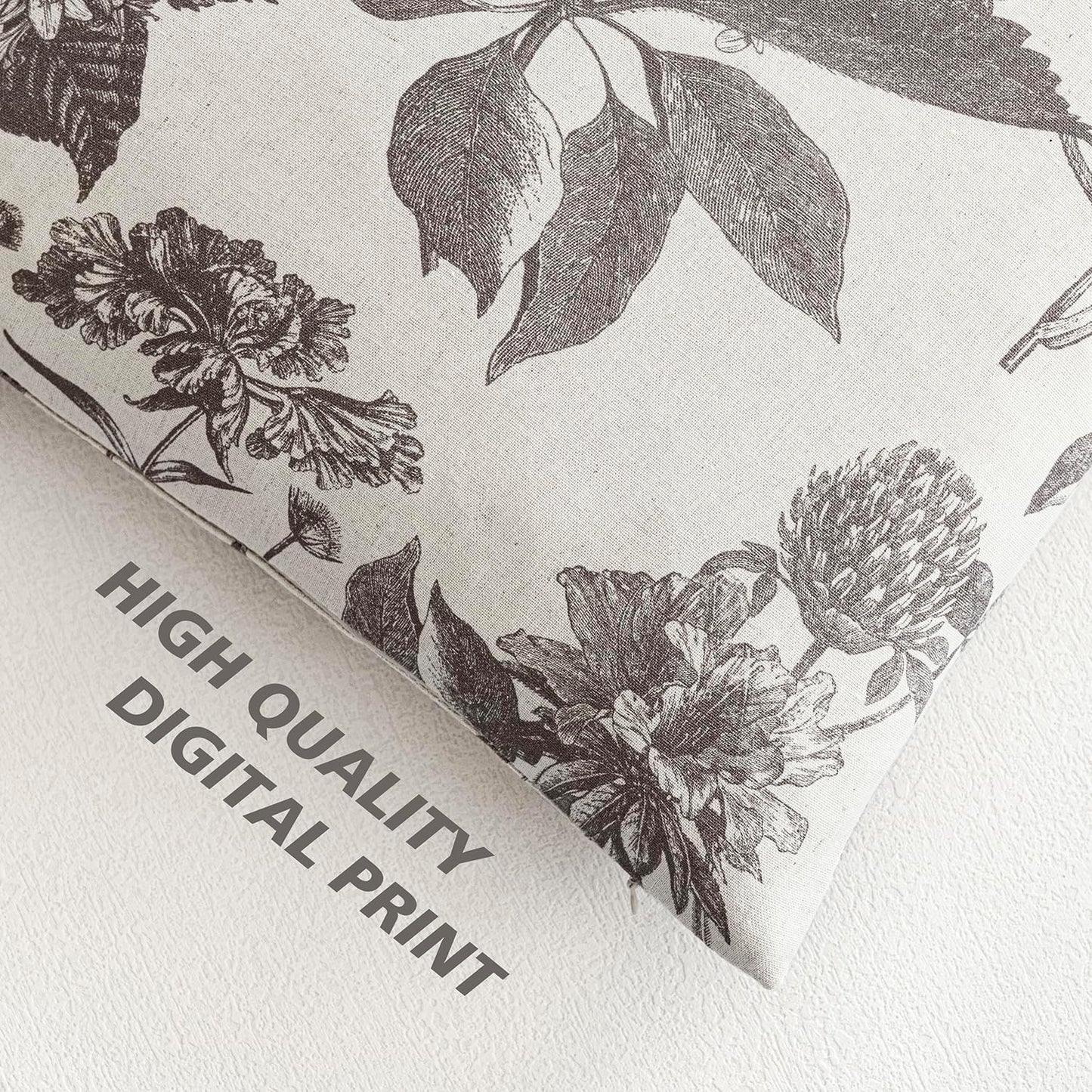 Foindtower Set of 2 Linen Floral Vintage Throw Pillow Covers Neutral Accent Decorative Cushion Covers Farmhouse Boho Home Decor for Sofa Chair Couch Bedroom Living Room Outdoor,20×20 Inch,Light Gray