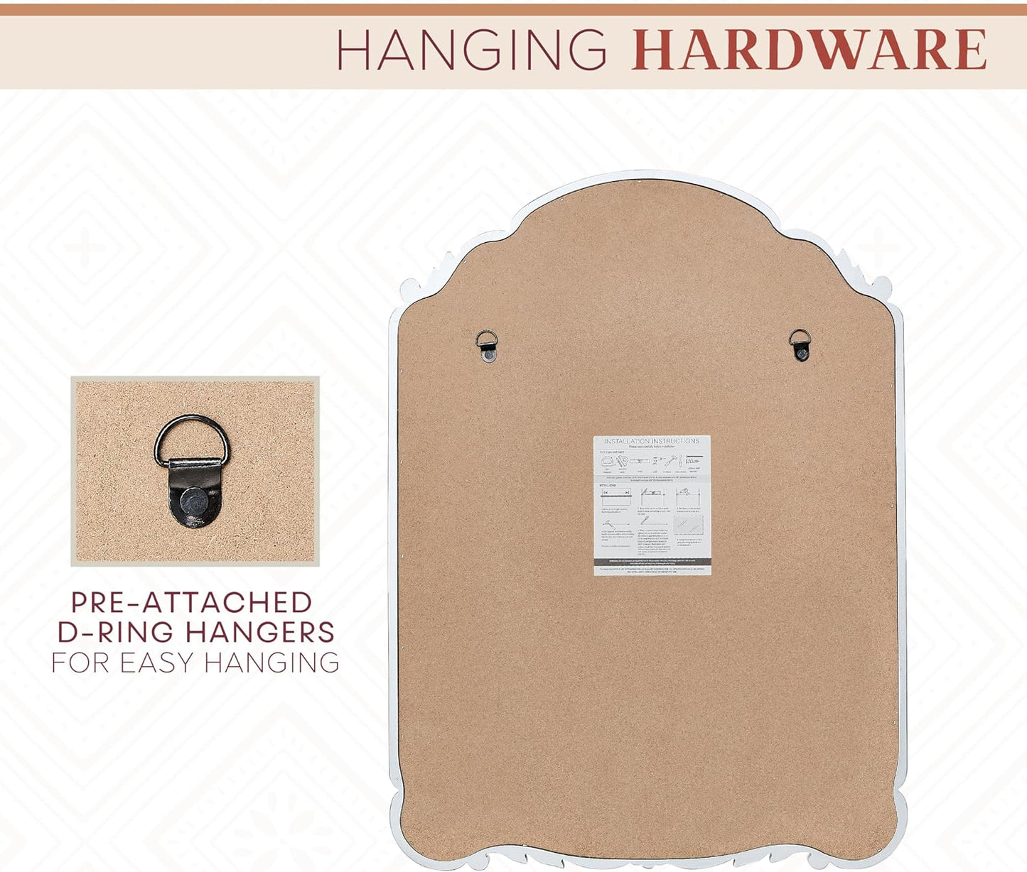 English Estate Carved Arch Wood Wall Mirror, Mirror for Entryway, Living Room, Bathroom, Antique Silver, 20.9x28.9