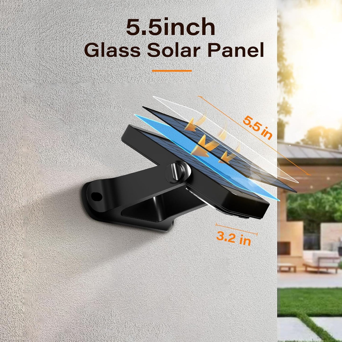 200LM Solar Wall Lights Outdoor 6 Colors, 2200mAh Long Lasting Solar Powered Deck Lights, 360° Adjustable Porch Light IP65 Waterproof, Glass Panel Fence Light for Gutter, Step, 2 Pack