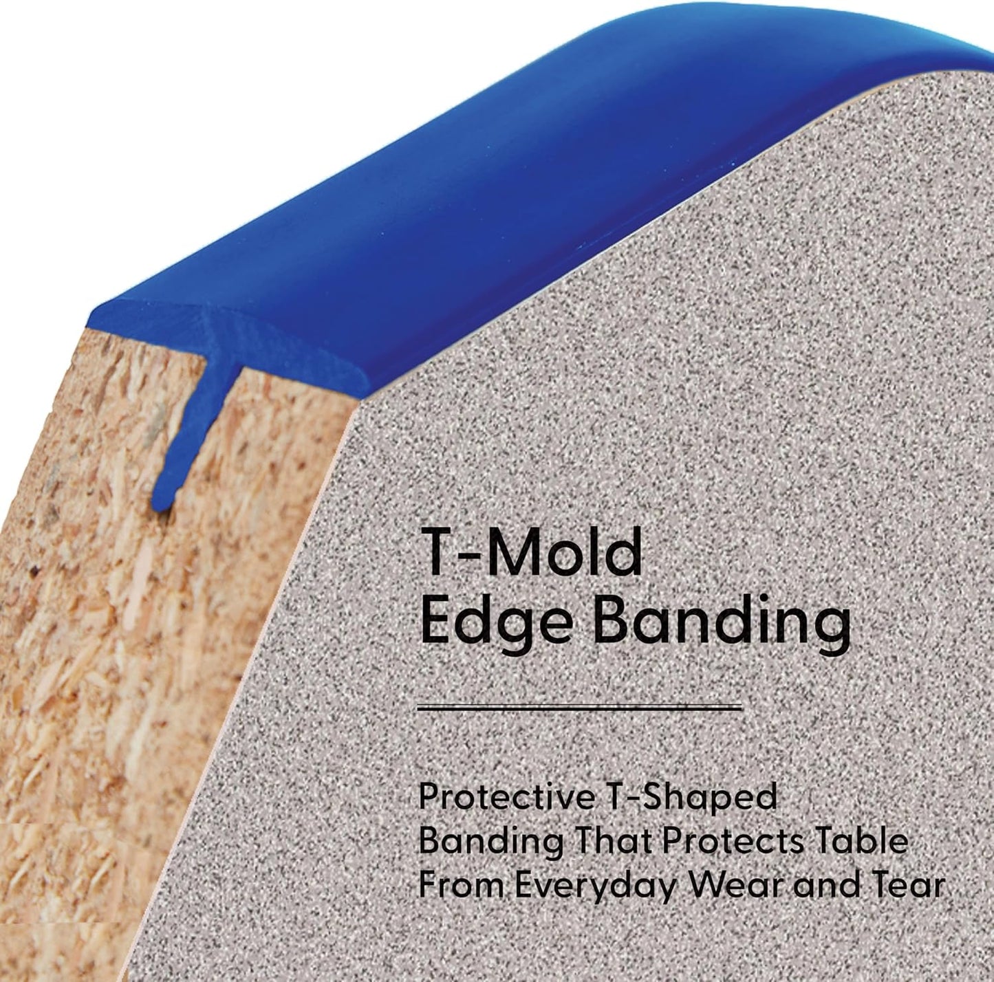 FDP Rectangle Activity School and Classroom Kids Table (30 x 72 inch), Chunky Toddler Leg, Adjustable Height 15-24 inches - Gray Top and Blue Edge