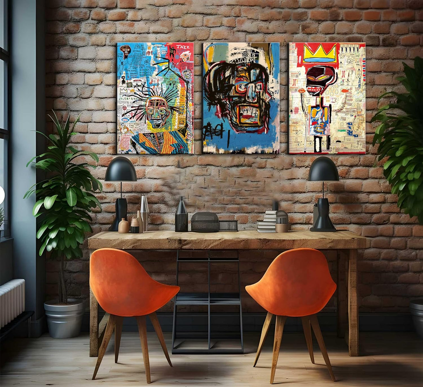 3 Pcs of Street Art Blue Graffiti Wall Decor Print Modern Artist Aesthetics Canvas Paintings Artwork Abstract Picture Poster Man Cave Living Room Bedroom Bathroom Office Home Decorations Ready To Hang