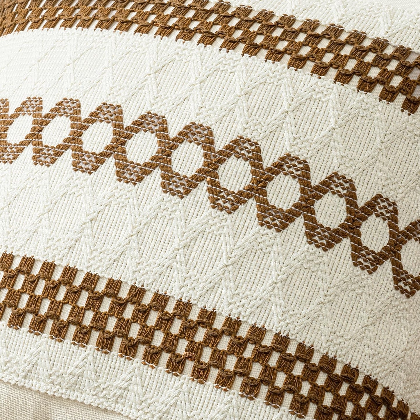 MIULEE Set of 2 Coco Brown Boho Decorative Pillow Covers 18x18 Inch Farmhouse Rustic Couch Throw Pillows Modern Spring Cotton Cushion Covers Retro Cute Macrame Woven Home Decor for Bed Sofa Chair