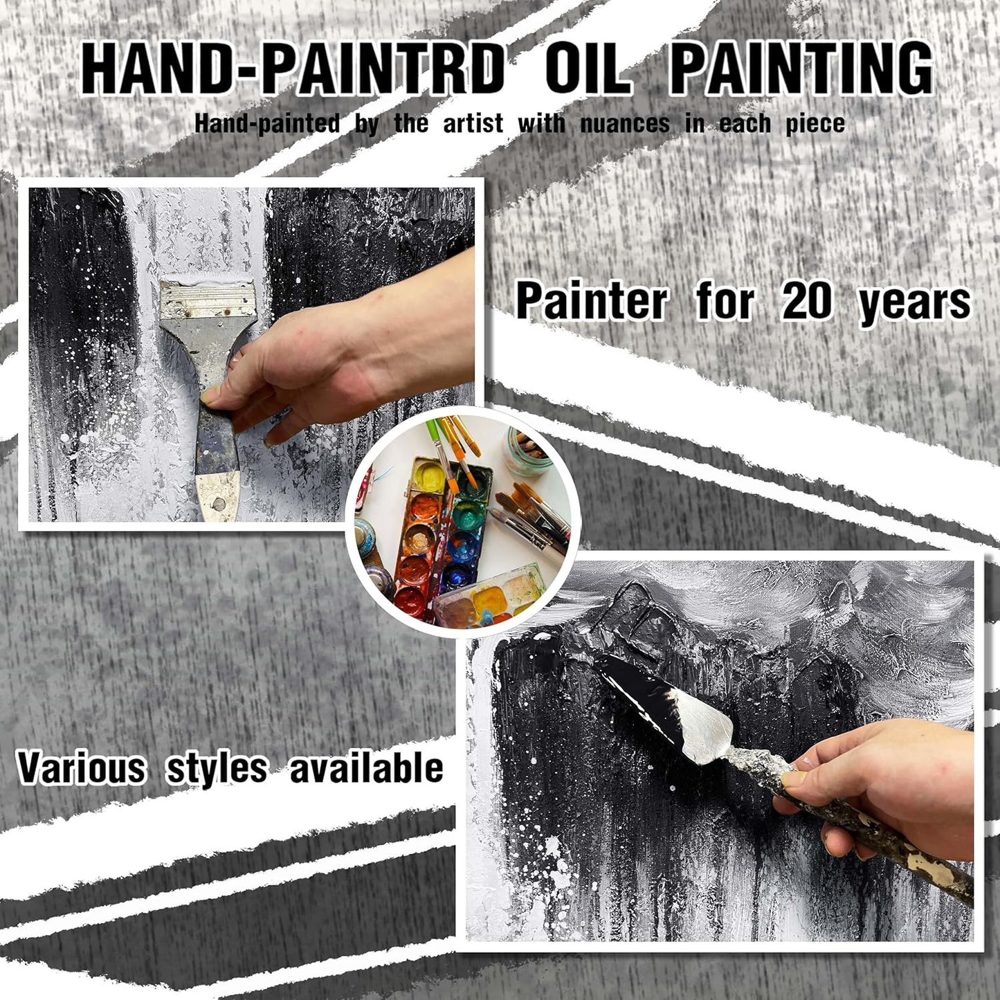 Natural Landscape Hand Painted Wall Art for Office Mountain Painting Wall Decor for Living Room Waterfall Canvas Wall Art for Bedroom Size 24 x 47 Inch