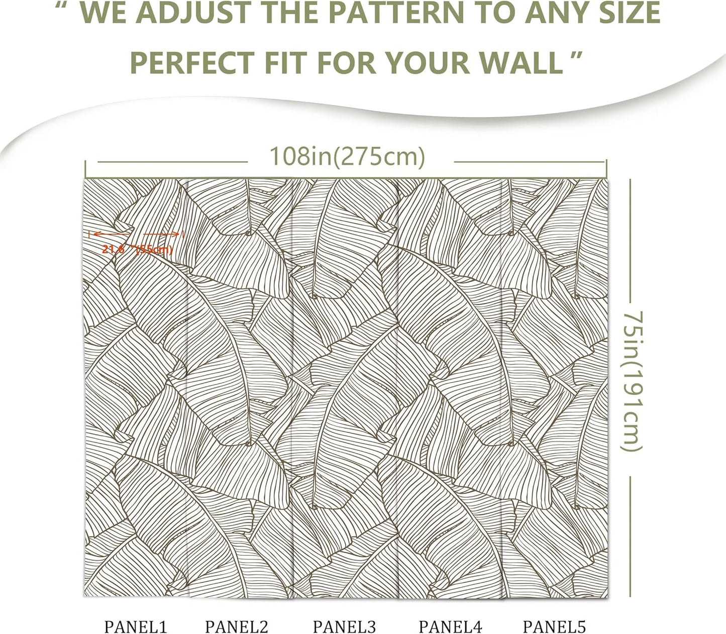 Gray Banana Leaf Wall Mural Wallpaper for Bedroom Living Room Office(Not Peel and Stick)