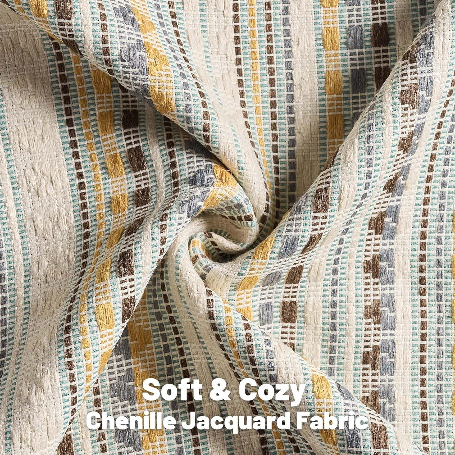 FUTEI Yellow Grey Decorative Throw Pillow Covers 24x24 Inch Set of 2,Soft Cozy Chenille Jacquard Textured Euro Pillow Shams,Boho Home Decor for Couch Bed Living Room