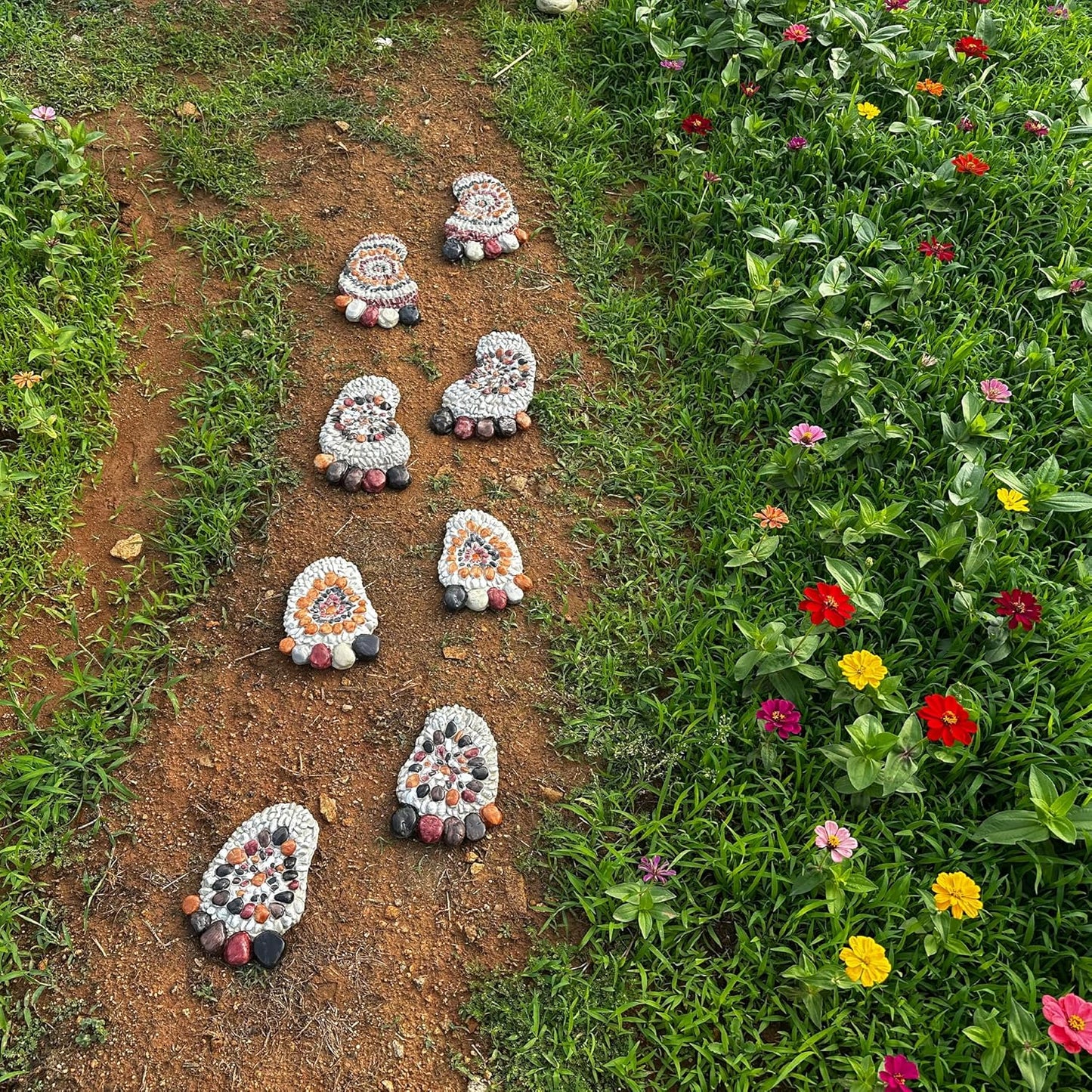 Garden Stepping Stones - Decorative Garden Stones for Patio, Deck, Garden or Sidewalk Faux Cobblestone Stepping Stones (Set of 2#A Small Size